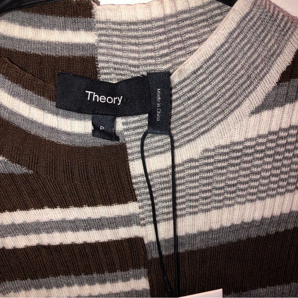 Theory Mix Stripe Mock Neck Wool Tank - Picture 6 of 11